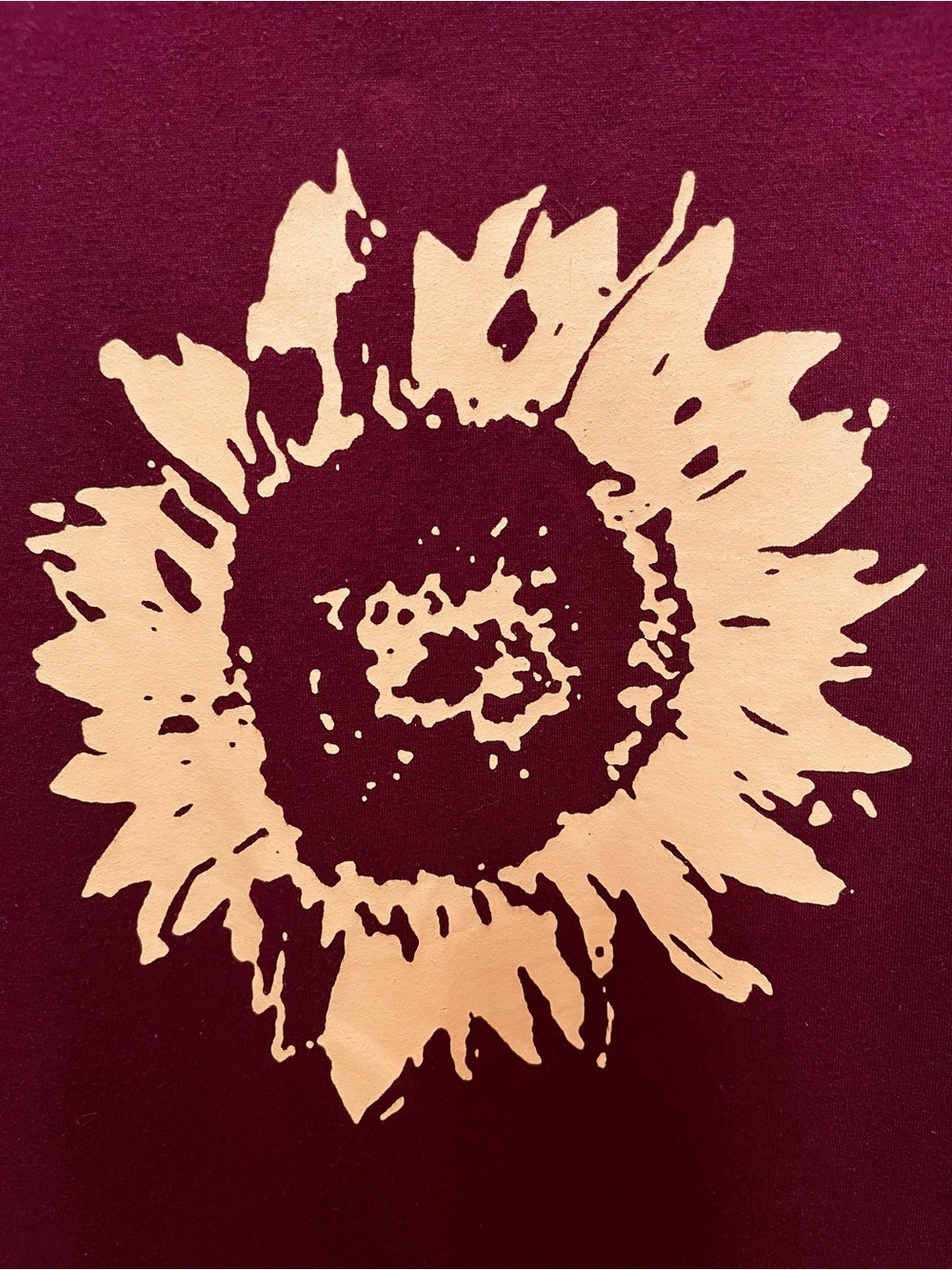 Maroon  Cotton Blend Artsy Wimsy Sweatshirt with Cream Sunflower Graphic - Picture 2 of 6